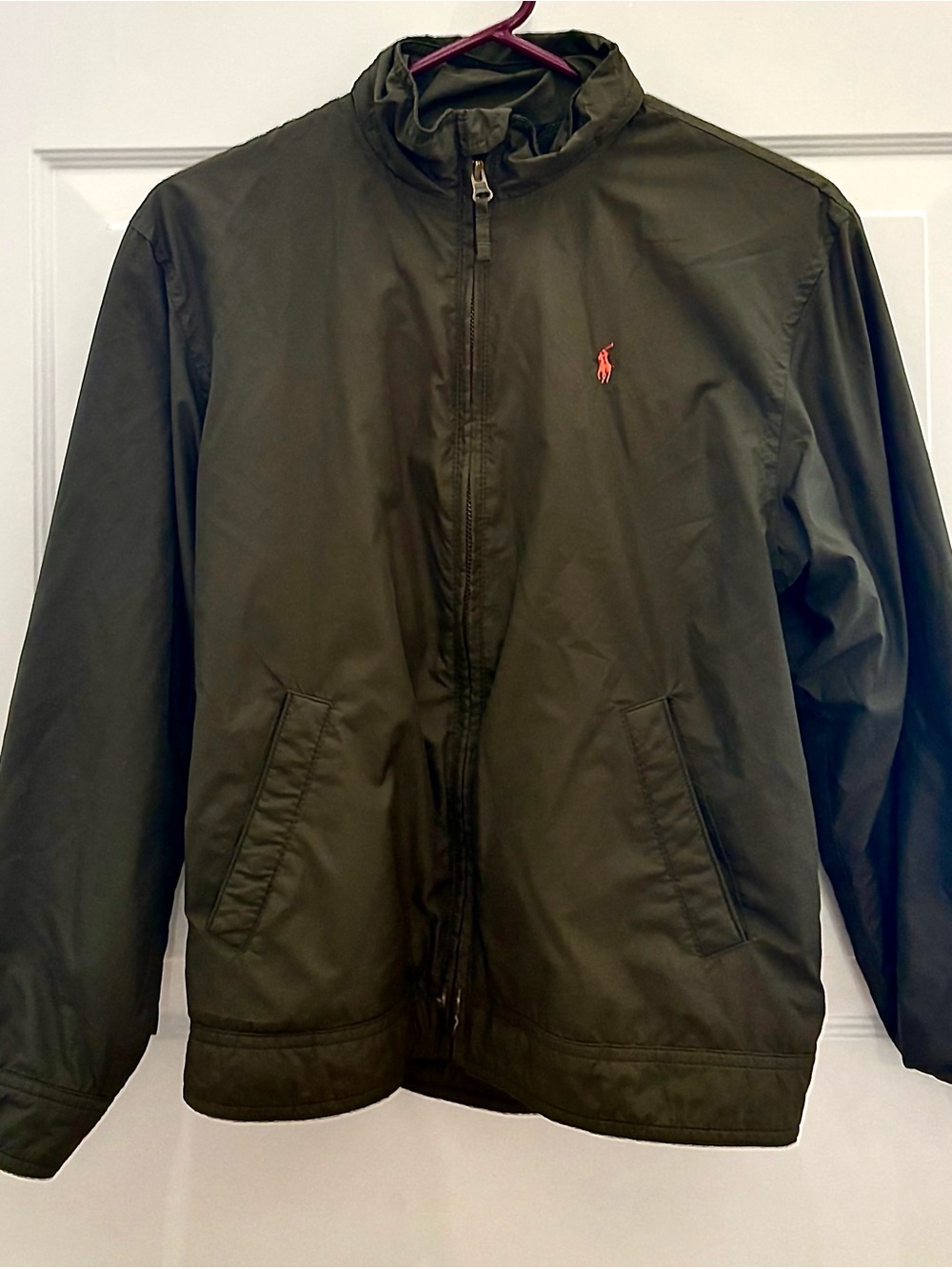 Ralph Lauren Olive Windbreaker Jacket with Red Pony Logo